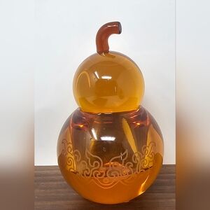 Tittot Amber Pear Shaped Crystal Art Glass Blessings Fortune Paperweight Figure